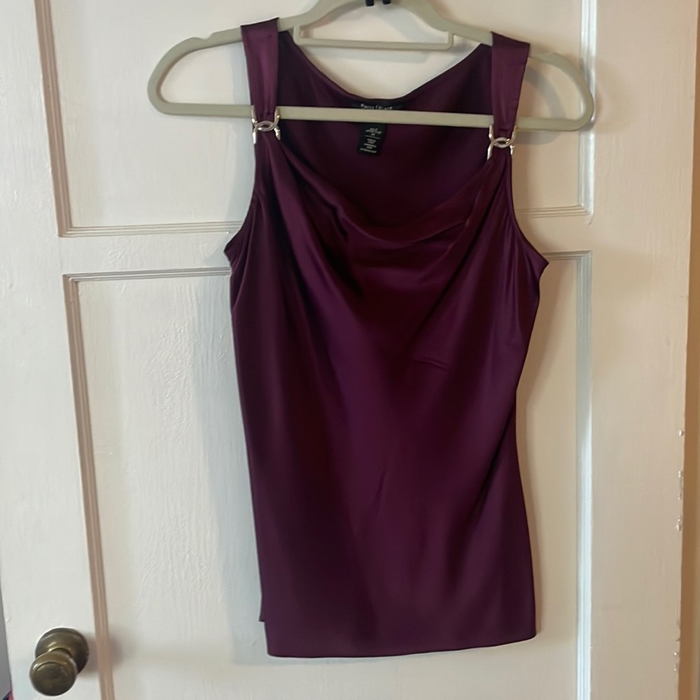 Burgundy Silk Stretch Shell Top